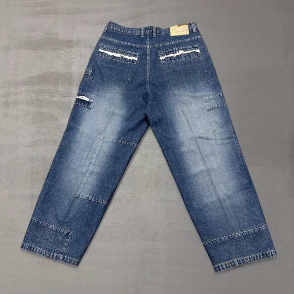 Vintage Southpole Red Tab Blue Faded Embroidered Baggy Y2K Jeans 36 x 30 - Picture 3 of 7